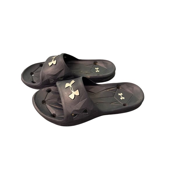 Under Armour Mens M8 Slides Black Slip-On Sandals Lightweight Rubber Casual Wear - Picture 2 of 5